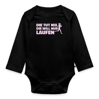 Runner Sport Running Gift - Organic Longsleeve Baby Bodysuit - black - Front