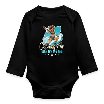 Kiteboarding Catching Air Like It's Windsurfing - Baby Bio-Langarm-Body - Schwarz - Vorne