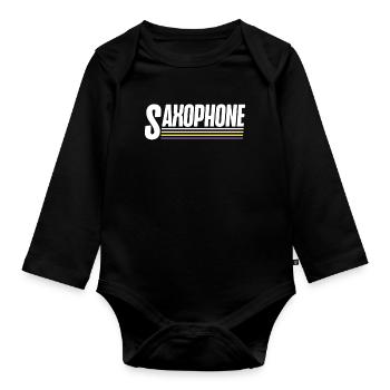 Saxophone Retro Vintage Saxophone - Baby Bio-Langarm-Body - Schwarz - Vorne