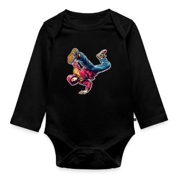 Breakdancing - Organic Longsleeve Baby Bodysuit - black - Front