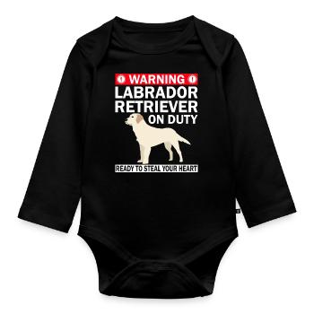 Conception de propriétaire de chien Labrador pour les amoureux des chiens - Body Bébé bio manches longues - noir - Devant