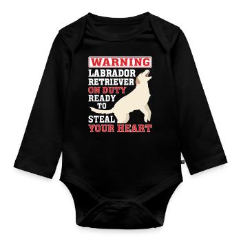 Conception de propriétaire de chien Labrador pour les amoureux des chiens - Body Bébé bio manches longues - noir - Devant