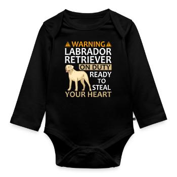Conception de propriétaire de chien Labrador pour les amoureux des chiens - Body Bébé bio manches longues - noir - Devant