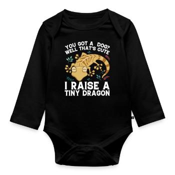 Leopardengecko Dinosaurier Lustige Leopard Gecko - Baby Bio-Langarm-Body - Schwarz - Vorne