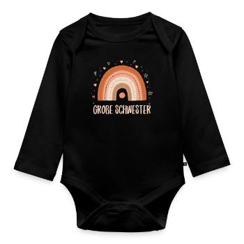 Grande Soeur Arc-en-ciel Boho - Body Bébé bio manches longues - noir - Devant