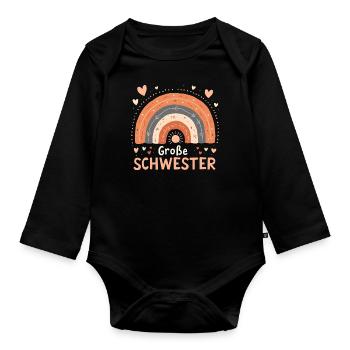 Grande Soeur Arc-en-ciel Boho - Body Bébé bio manches longues - noir - Devant