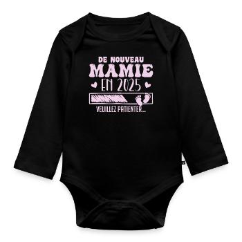 Pregnancy Grandma Again Granny 2025 - Organic Longsleeve Baby Bodysuit - black - Front