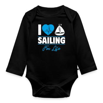 Sailing is my life,gift idea - Organic Longsleeve Baby Bodysuit - black - Front