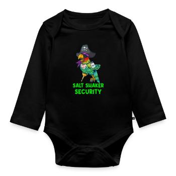Drôle Pirate Perroquet Salière Sécurité - Body Bébé bio manches longues - noir - Devant