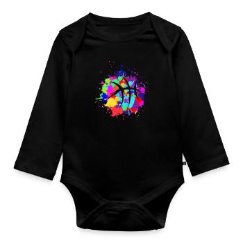 Basketball Basketballspieler Überraschungsoutfit - Baby Bio-Langarm-Body - Schwarz - Vorne