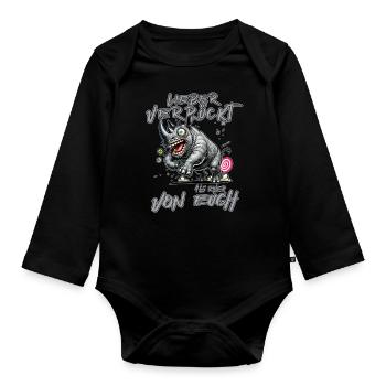 Crazy Rhino Better crazy than one of e - Organic Longsleeve Baby Bodysuit - black - Front
