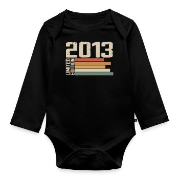 2013 Jahrgang - Retro 2013 Jubiläumsgeschenk 2013 - Baby Bio-Langarm-Body - Schwarz - Vorne