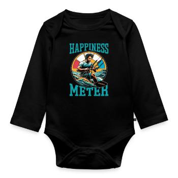 Kiteboarding Happiness Meter Water Sports Surfing - Baby Bio-Langarm-Body - Schwarz - Vorne