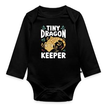 Leopardengecko Dinosaurier Lustige Leopard Gecko - Baby Bio-Langarm-Body - Schwarz - Vorne