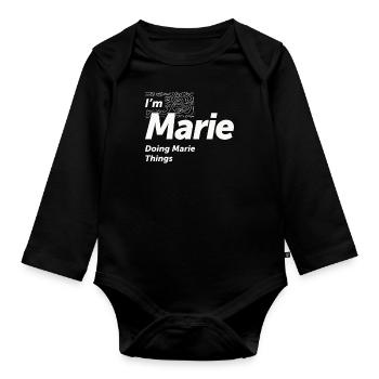 Je suis Marie Doing Marie Things - Nom Marie - Body Bébé bio manches longues - noir - Devant