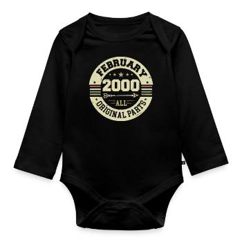 February 2000 Vintage Birthday Gift 2000 - Organic Longsleeve Baby Bodysuit - black - Front