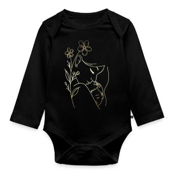 Mama liebt dich Mama Blumen Frauen Valentinstag - Baby Bio-Langarm-Body - Schwarz - Vorne