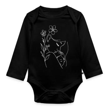 Mama liebt dich Mama Blumen Frauen Valentinstag - Baby Bio-Langarm-Body - Schwarz - Vorne