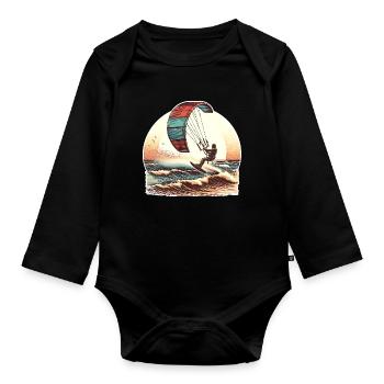 Kitesurf Kitesurfer Kiteboard - Body Bébé bio manches longues - noir - Devant
