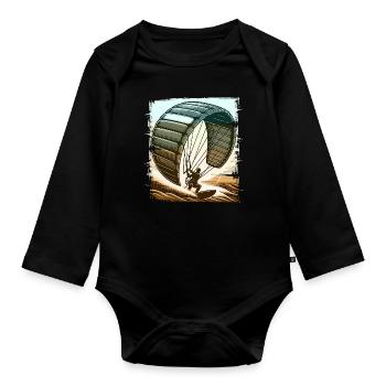 Kitesurf Kitesurfer Kiteboard - Body Bébé bio manches longues - noir - Devant