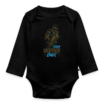Saxophone Crazy Saxophone Dude - Baby Bio-Langarm-Body - Schwarz - Vorne