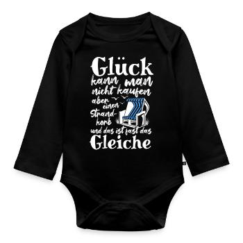 Glück kann man nicht kaufen, aber einen Strandkorb - Baby Bio-Langarm-Body - Schwarz - Vorne
