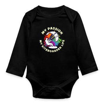 Kiteboarding My Passion My Kiteboarder Windsurfing - Organic Longsleeve Baby Bodysuit - black - Front