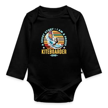Kiteboarding A Short Story I Am A Proud Windsurfer - Baby Bio-Langarm-Body - Schwarz - Vorne