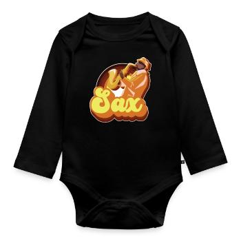 Saxophone Retro Vintage 70s Sax - Organic Longsleeve Baby Bodysuit - black - Front