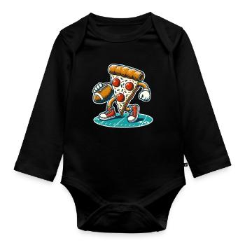 Football Pizza - Body Bébé bio manches longues - noir - Devant