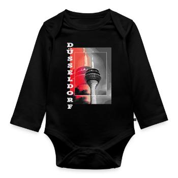 Dusseldorf Skyline TV Tower Germany City - Organic Longsleeve Baby Bodysuit - black - Front