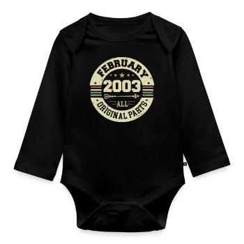 Février 2003 Vintage Cadeau d’anniversaire 2003 - Body Bébé bio manches longues - noir - Devant