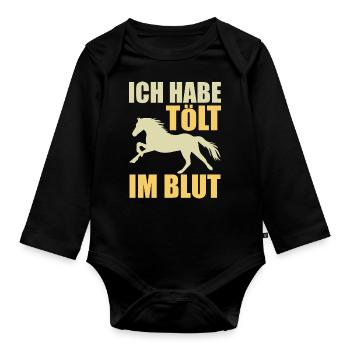 Icelandic Icelandic Horse Icelandic Horse Gift - Organic Longsleeve Baby Bodysuit - black - Front