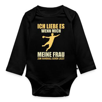 Handball Player Handball Gift - Organic Longsleeve Baby Bodysuit - black - Front