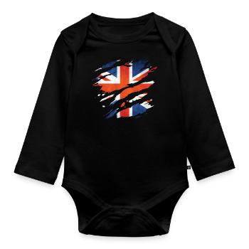 Great Britain 1 01 - Organic Longsleeve Baby Bodysuit - black - Front
