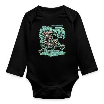 Zèbre fou si tu me cherches Folie - Body Bébé bio manches longues - noir - Devant