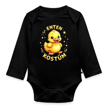 Ente Kostüm Enten Kostüm süß gelb Küken Fasching - Baby Bio-Langarm-Body - Schwarz - Vorne