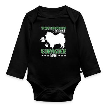 Eurasier do not trust Eurasian Spitz - Organic Longsleeve Baby Bodysuit - black - Front