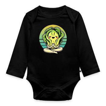 Lettuce Romaine Calm – Funny Salad - Organic Longsleeve Baby Bodysuit - black - Front