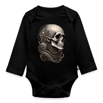 Skull - Baby Bio-Langarm-Body - Schwarz - Vorne