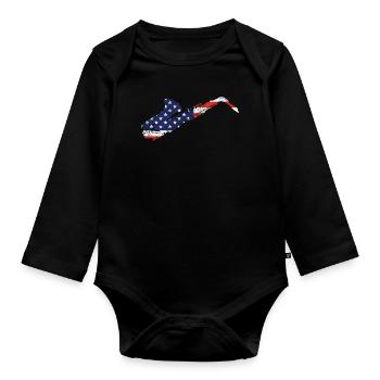 Saxophone American Flag - Baby Bio-Langarm-Body - Schwarz - Vorne