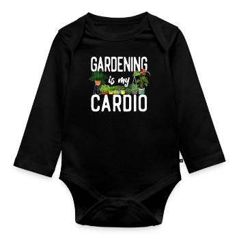 Plant Lover Gardening Gardening Is - Baby Bio-Langarm-Body - Schwarz - Vorne