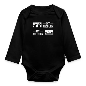 Dragon Boating My Problem My Pictogram Dad Mom - Baby Bio-Langarm-Body - Schwarz - Vorne