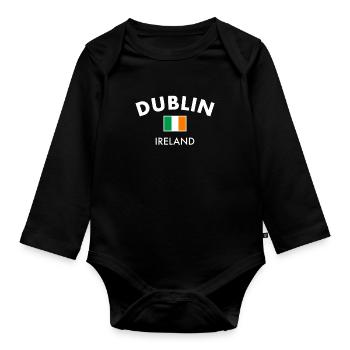 Dublin Ireland Irland Irische Flagge Stolzer Ire - Baby Bio-Langarm-Body - Schwarz - Vorne