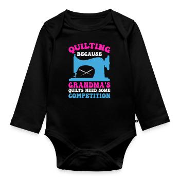 Machine à coudre Couette Couette Mamie Quilter Couture - Body Bébé bio manches longues - noir - Devant
