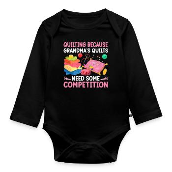 Machine à coudre Couette Couette Mamie Quilter Couture - Body Bébé bio manches longues - noir - Devant