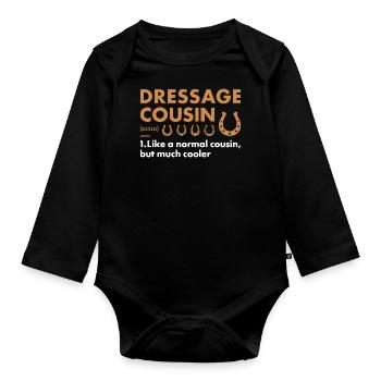 Rider Cousin Definition Dressage - Organic Longsleeve Baby Bodysuit - black - Front