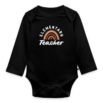 Grundschullehrerin Retro-regenbogen-design - Baby Bio-Langarm-Body - Schwarz - Vorne