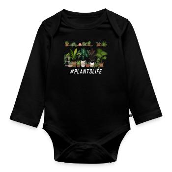 Plant Lover Gardening #Plantslife - Baby Bio-Langarm-Body - Schwarz - Vorne