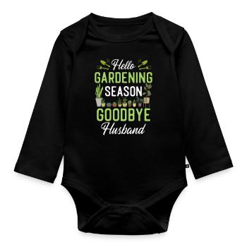 Amoureux des plantes Jardinage Mari Femme - Body Bébé bio manches longues - noir - Devant